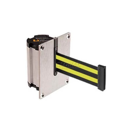 Lavi Industries Lavi Industries Recessed Wall Mount Retractable Belt Barrier, Satin Case W/10' Black/Neon Ylw Belt 50-3012BN